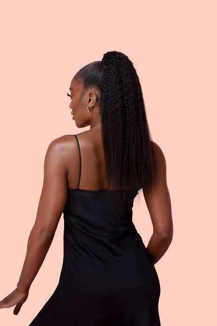 kinky long natural ponytail